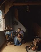 Gerrit Dou An Interior with a Woman eating Porridge (mk33) oil painting reproduction